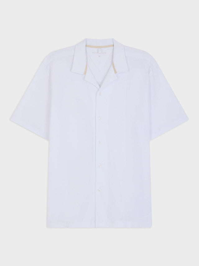 Chemise manches courtes regular en maille blanche