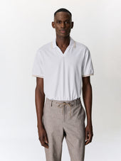 Polo regular en coton mélangé blanc