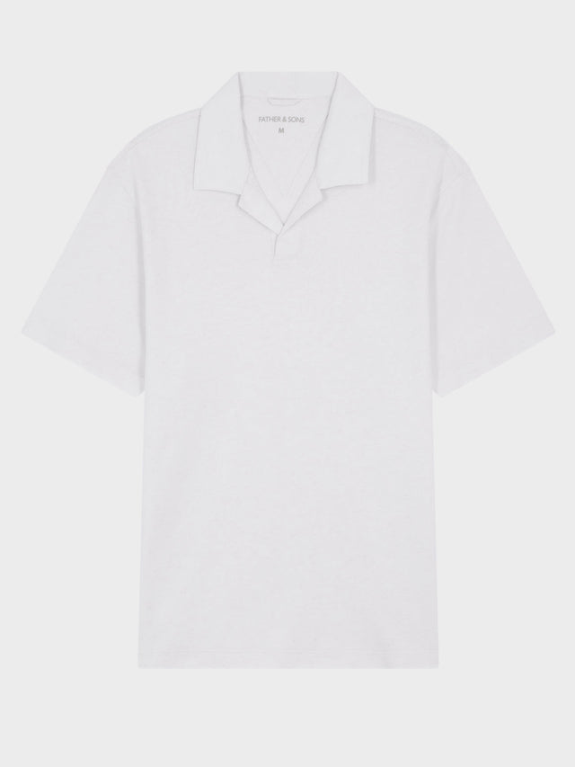 Polo regular en coton et lin blancs