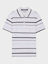 Polo Loose En Coton Blanc Rayures Bleues
