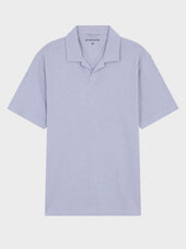Polo Regular En Coton Et Lin Bleu Gris