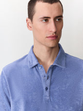 Polo Slim En Jersey Ponge Bleu Chambray