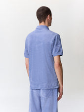 Polo Slim En Jersey Ponge Bleu Chambray