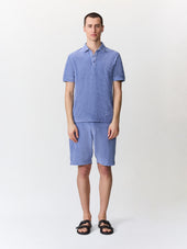 Polo Slim En Jersey Ponge Bleu Chambray