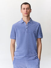 Polo slim en jersey éponge bleu chambray