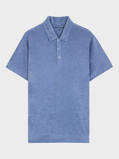 Polo Slim En Jersey Ponge Bleu Chambray
