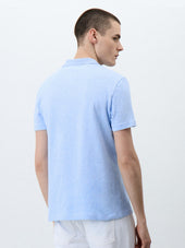 Polo Slim En Coton Et Lin Bleu Ciel