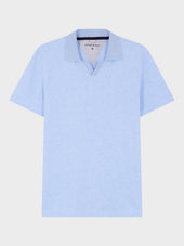 Polo Slim En Coton Et Lin Bleu Ciel