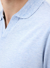 Polo Slim En Maille Coton Bleu Ciel