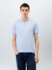 Polo Slim en maille coton bleu ciel