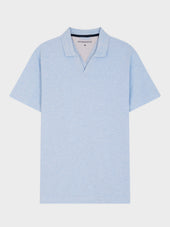 Polo Slim En Maille Coton Bleu Ciel