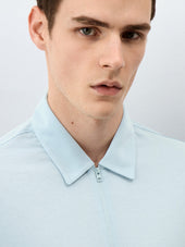 Polo Slim En Coton Bleu Ciel