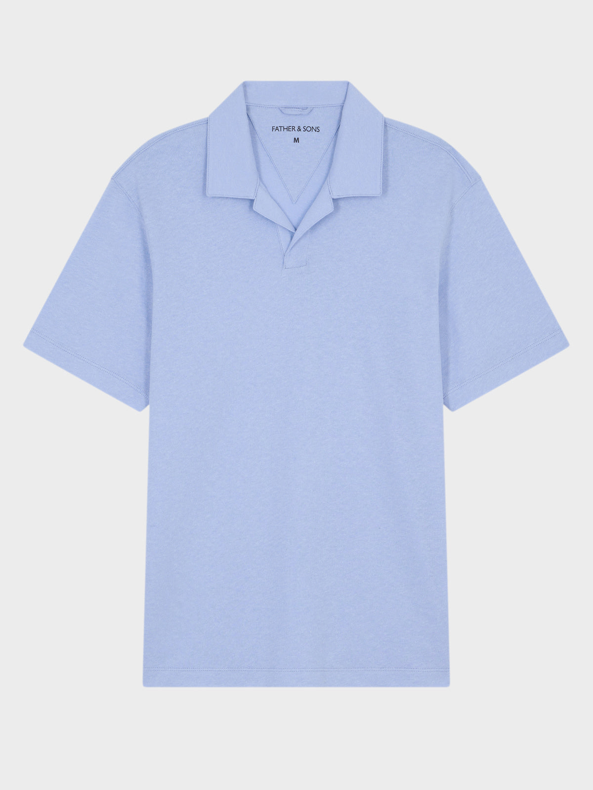 Polo Regular En Coton Et Lin Bleu Ciel
