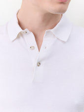 Polo Slim En Maille Coton Et Soie Crue