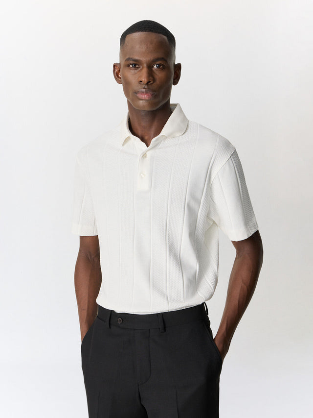 Polo regular en coton écru