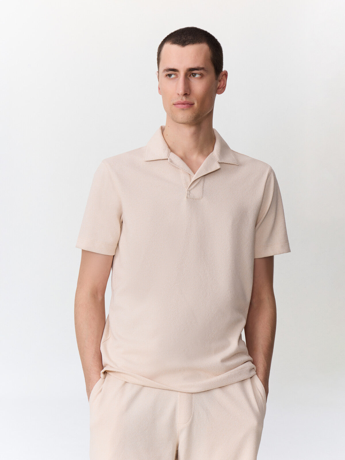 Polo Loose En Maille Beige Clair
