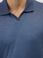Polo Slim En Coton Bleu Indigo