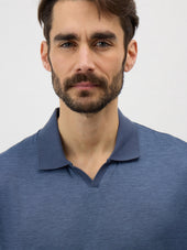 Polo Slim En Coton Bleu Indigo
