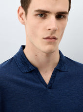 Polo Slim En Maille Coton Bleu Indigo