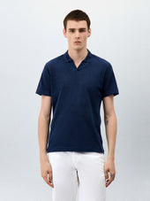Polo Slim en maille coton bleu indigo