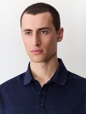Polo Regular En Coton Bleu Indigo