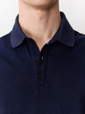 Polo Regular En Coton Bleu Indigo