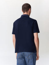 Polo Regular En Coton Bleu Indigo