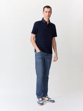 Polo Regular En Coton Bleu Indigo