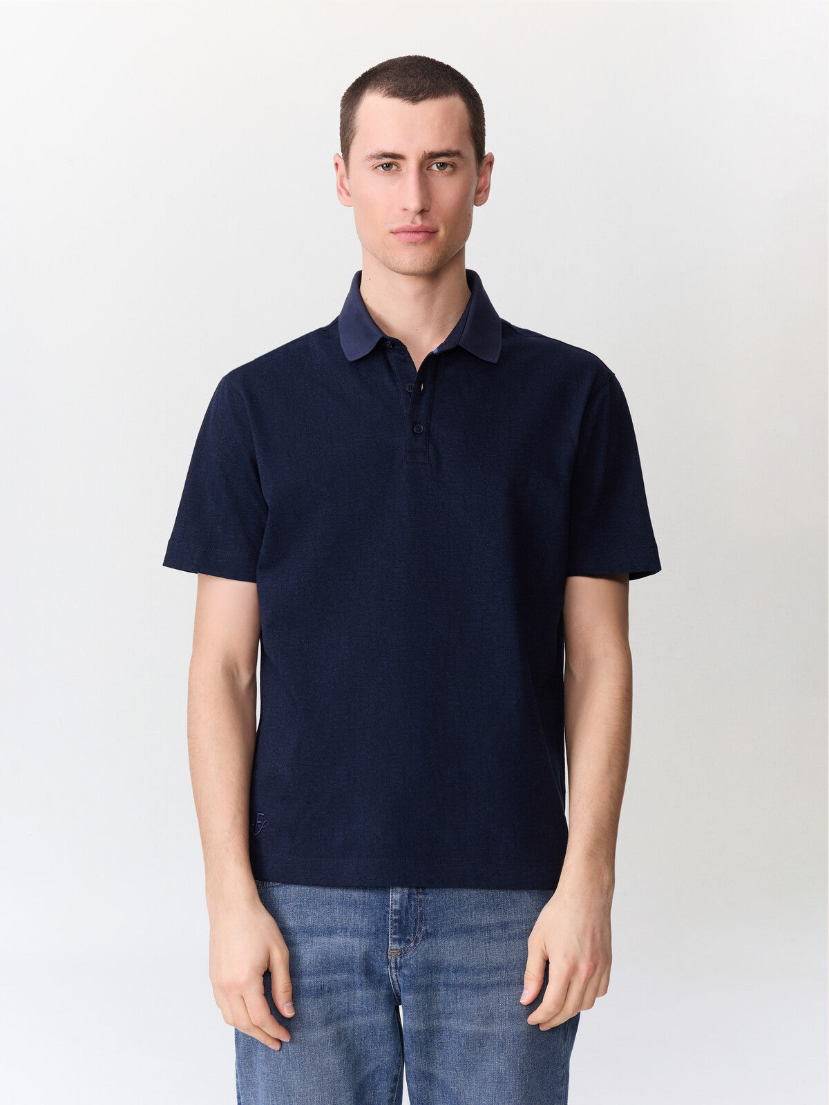 Polo Regular En Coton Bleu Indigo