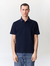 Polo regular en coton bleu indigo