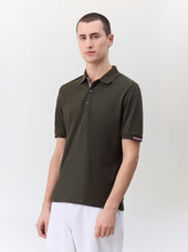 Polo slim en coton mélangé kaki