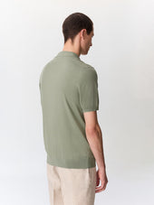 Polo Slim En Maille Coton Et Soie Kaki