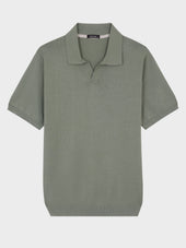 Polo slim en maille coton et soie kaki