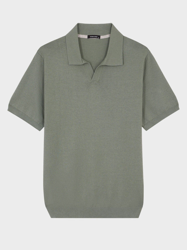 Polo slim en maille coton et soie kaki