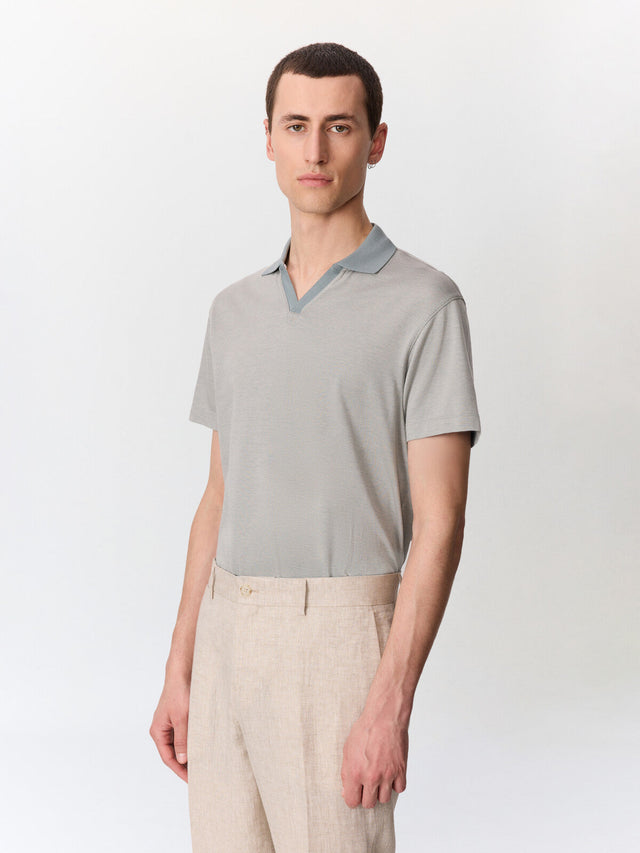 Polo regular en coton kaki