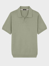Polo Slim En Maille Coton Et Soie Kaki