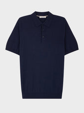 Polo Slim En Maille Lin Et Coton Bleu Marine