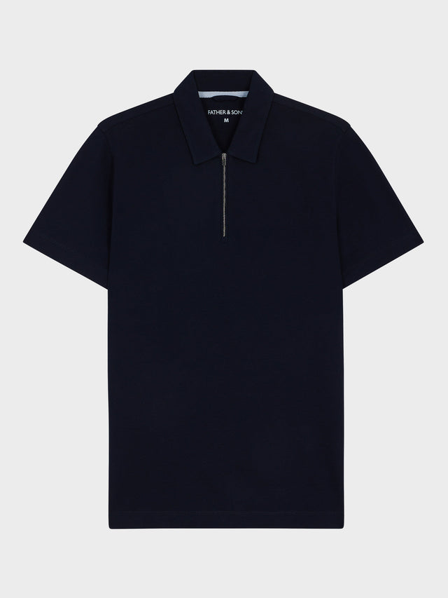 Polo slim en coton bleu marine