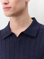 Polo Slim En Maille Coton Bleu Marine