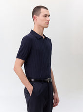 Polo slim en maille coton bleu marine