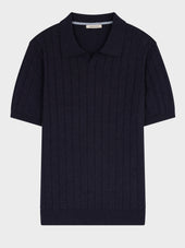 Polo Slim En Maille Coton Bleu Marine