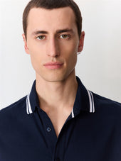 Chemise Manches Courtes Regular En Maille Bleu Marine