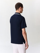 Chemise Manches Courtes Regular En Maille Bleu Marine