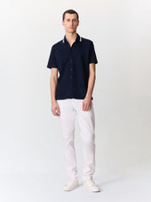 Chemise Manches Courtes Regular En Maille Bleu Marine
