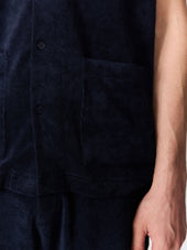 Chemise Manches Courtes Regular En Jersey Ponge Bleu Marine