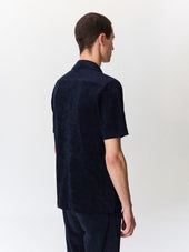 Chemise Manches Courtes Regular En Jersey Ponge Bleu Marine