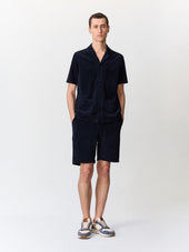 Chemise Manches Courtes Regular En Jersey Ponge Bleu Marine