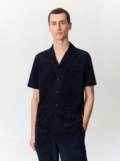 Chemise Manches Courtes Regular En Jersey Ponge Bleu Marine