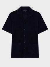 Chemise manches courtes regular en jersey éponge bleu marine