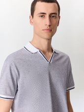 Polo Regular En Maille Bleu Marine